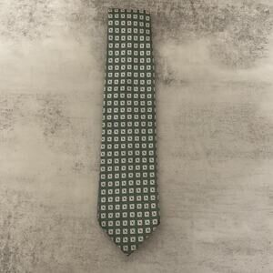Brooks Brothers Makers 100% Silk Tie Green Geometric Check USA 58"